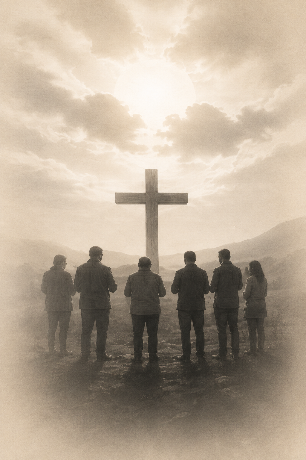 People standing together before the Cross